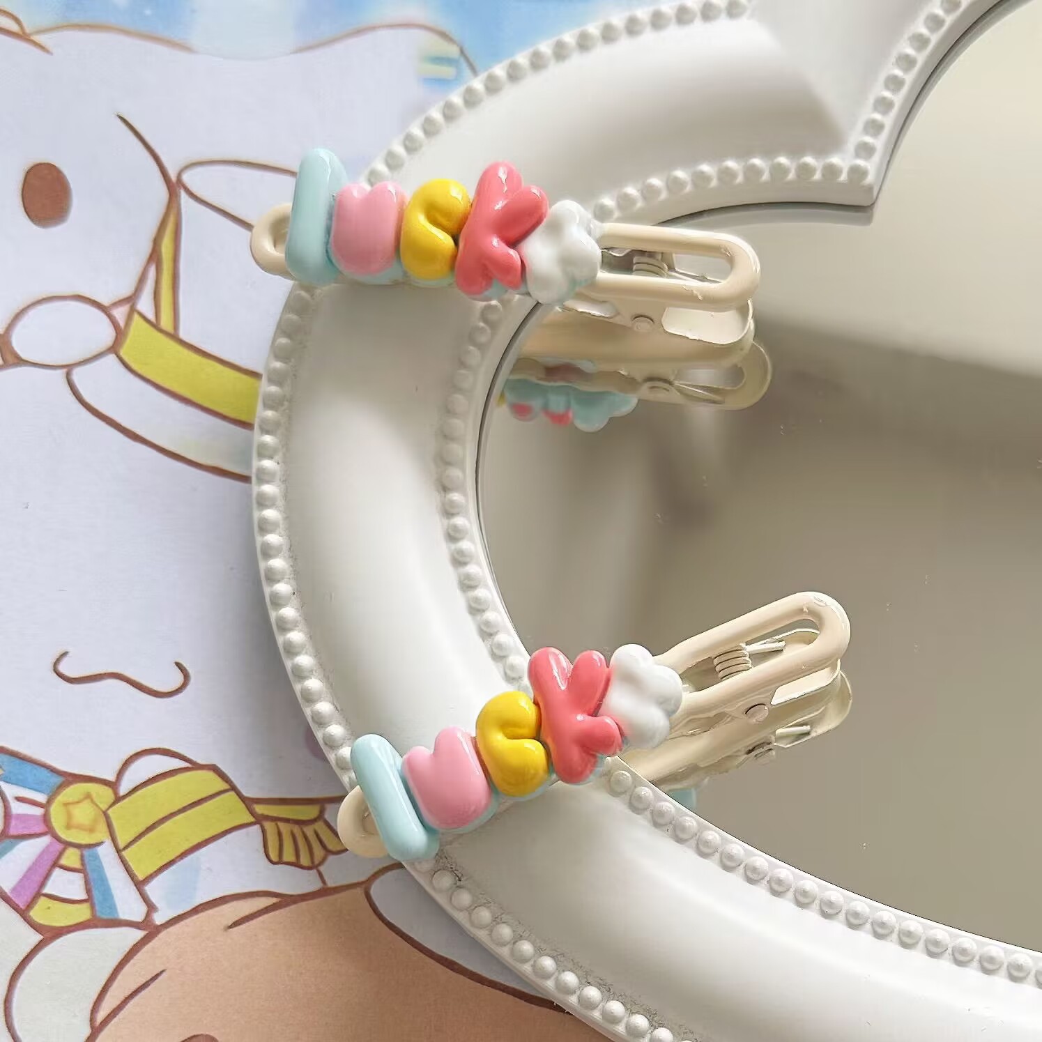Cute Character brand children's hair clips, one-character clips, Yuan batch, popular online hair clips, dopamine broken hair bangs clips, hair clips Specification drawing