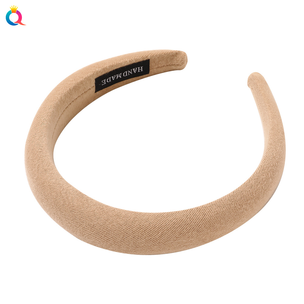 Qiyue Korean-style coffee-colored solid color hair band, sponge trendy headband, autumn and winter pure cotton facial hair tie, women's hair accessory Item Picture