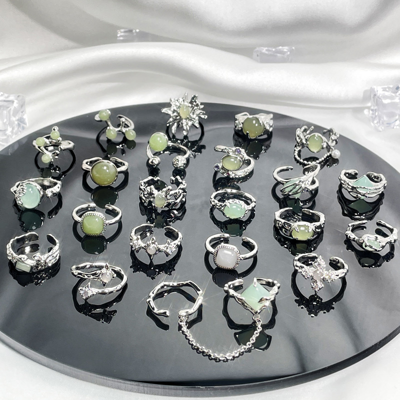 New Chinese-style national trend irregular texture open ring, niche high-end feel, light luxury, trendy, versatile, fashionable and individual ring full figure