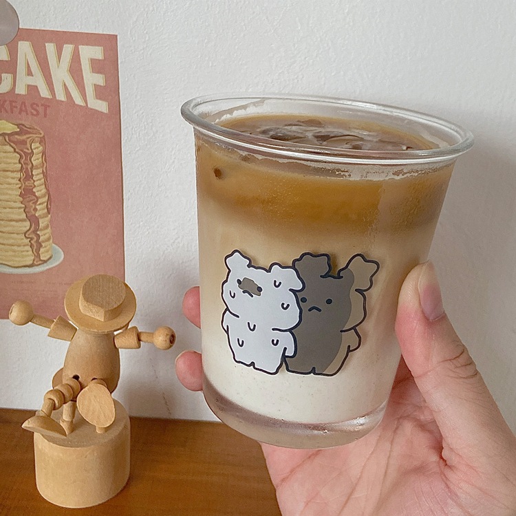 Wholesale of Bolimei Korean InS-style glass coffee cups, cold brew cups, latte breakfast cups and household drinking water cups full figure