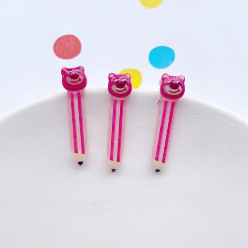 Wholesale of transparent strawberry bear resin accessories, cartoon diy hair clips, hair accessories, phone cases, cups, cream glue accessories details Picture