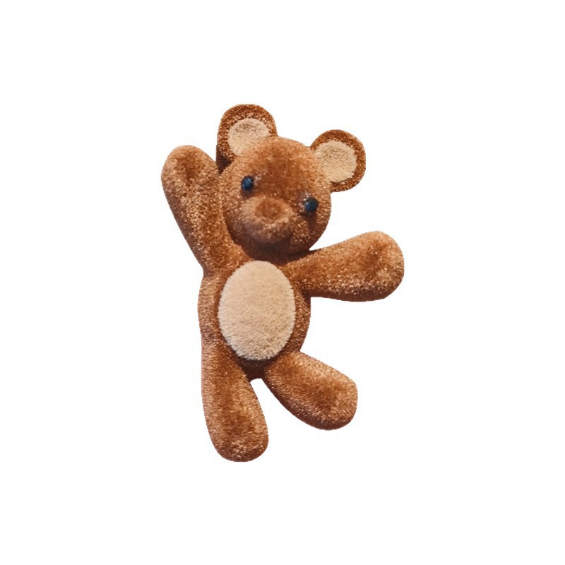 Cute waving little bear side clip, exquisite and small flocked hair clip, bangs side broken hair clip, duckbill clip, one-line clip headwear Item Picture