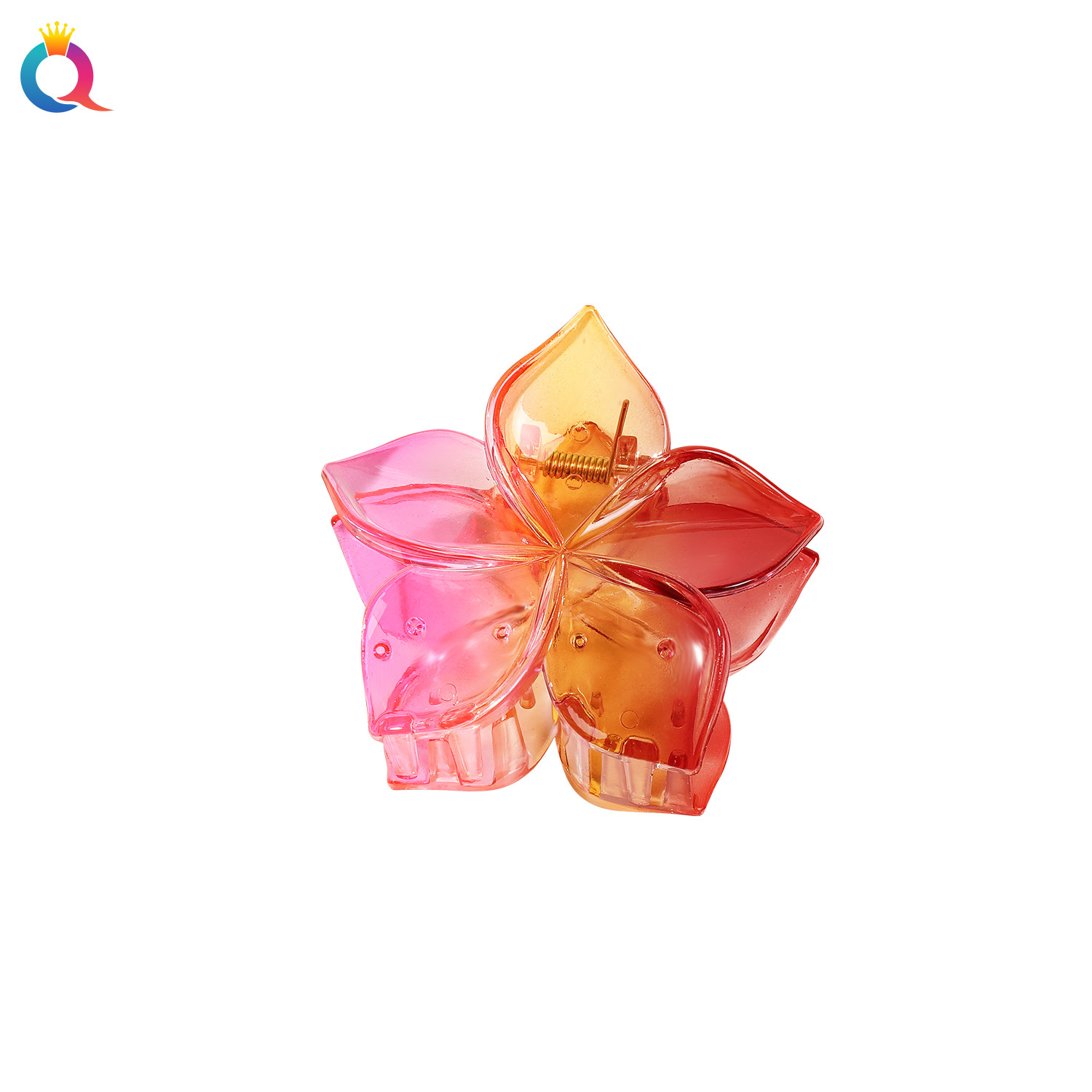 Wholesale of Qiyue Cross-border Five-leaf flower gradient hair clips, matte hair curls, hair clippers, and high-end shark clip hair accessories Item Picture