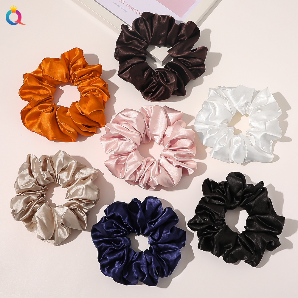 Qiyue Cross-border Large 15cm colored Ding hair band satin fabric Large Intestine Hair Band Wholesale Large Intestine Hair Band Headwear full figure