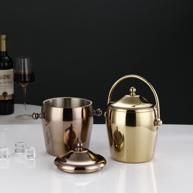 Double-layer stainless steel ice buckets, commercial bars, KTVS, champagne buckets, ice storage buckets, beer and beverage freezing buckets Specification drawing
