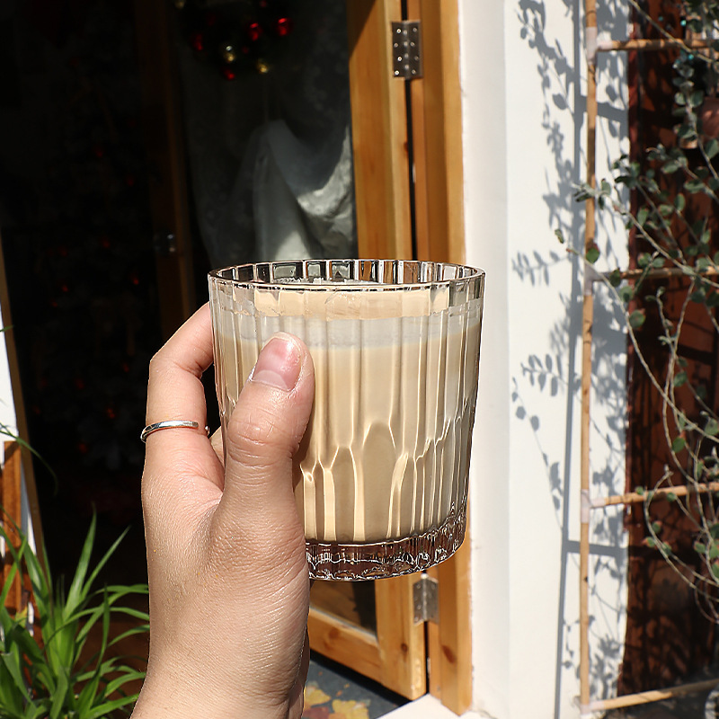 Glass cups, household water cups, women's juice cups, milk cups, transparent coffee milkshake cups, cold drink cups, milk tea cups details Picture