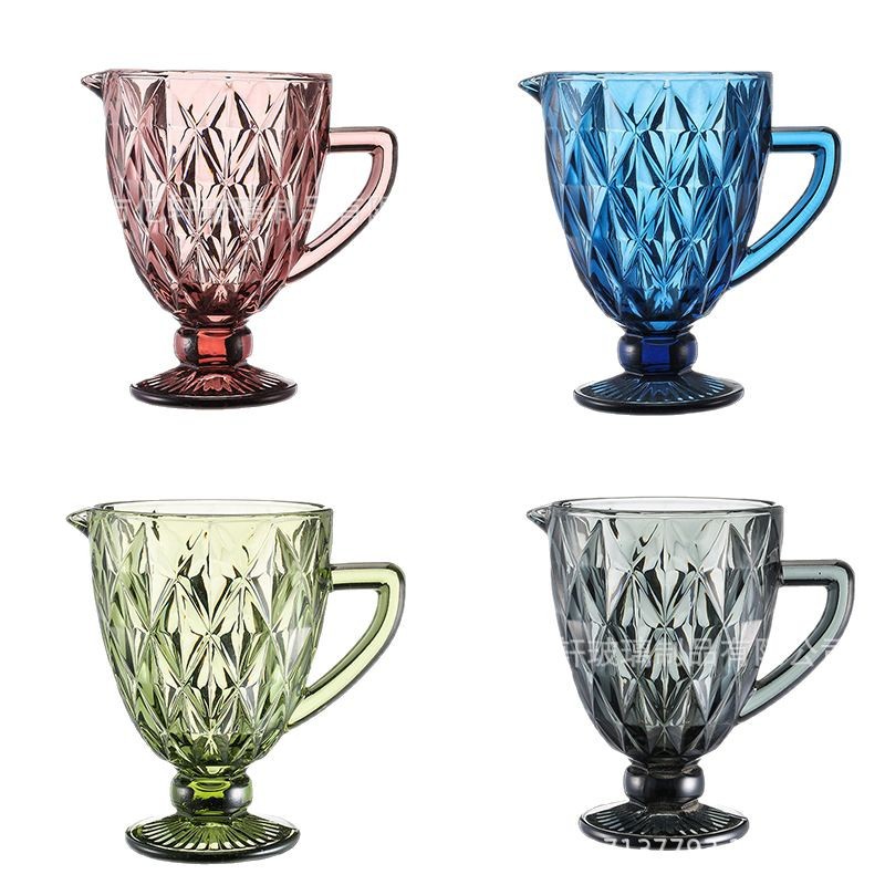 Factory wholesale European-style embossed household water kettles, bar colorful creative cold drink juice kettles, glass water kettles Item Picture