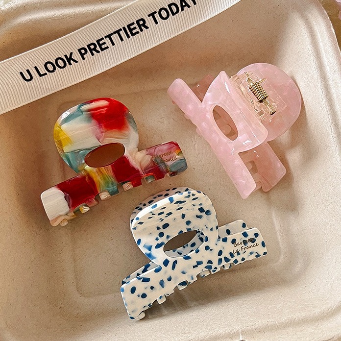 French acetate small grabber women's hair clips, semi-tied hair clips, headwear, high style, ponytail fixed shark clip hair clips Specification drawing