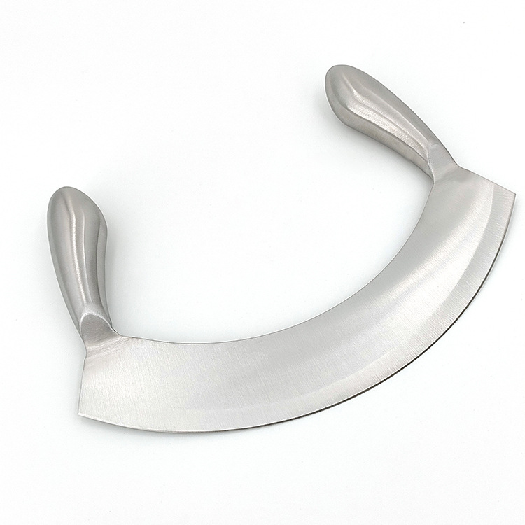 Stainless steel bread knife, cheese pizza knife, nougat cutter, vanilla cutter, pasta cutter, double-handled swing slicing knife Item Picture