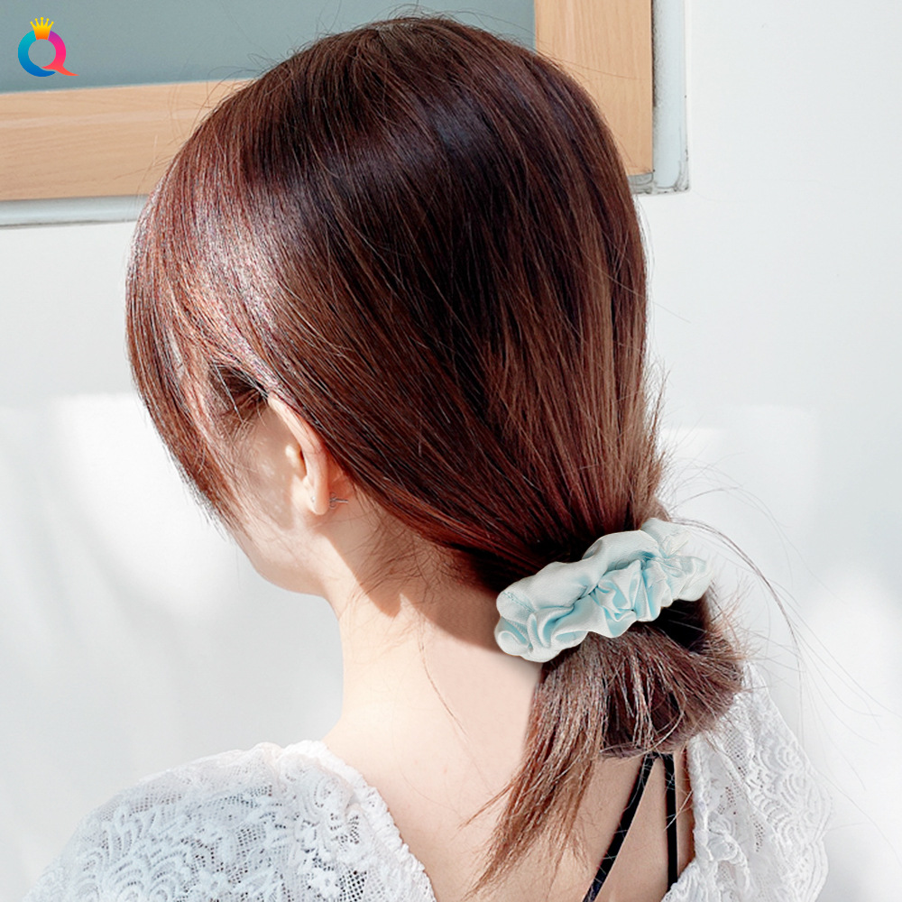 Qiyue Large Intestine Hair Tie Satin Thin Hair Tie Set, a popular girl's simple ponytail leather case and bun hair tie details Picture