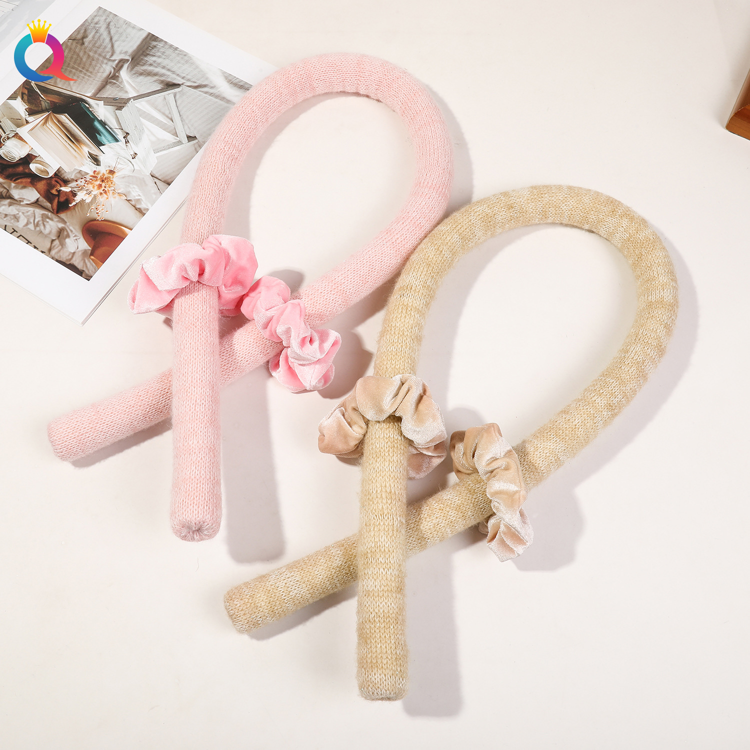 Qiyue Cross-border Rubber Curling Iron, Double Hair coils, Lazy person's sleep curling wonder, Hair roller, hair bar, hair accessory wholesale Specification drawing