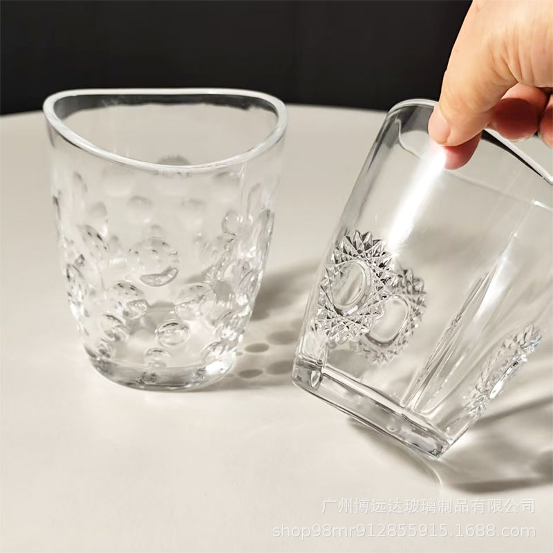 New wholesale European-style wine glasses, sword-patterned beverage glasses, popular bar ice-cold beer glasses, glass whisky glasses Specification drawing