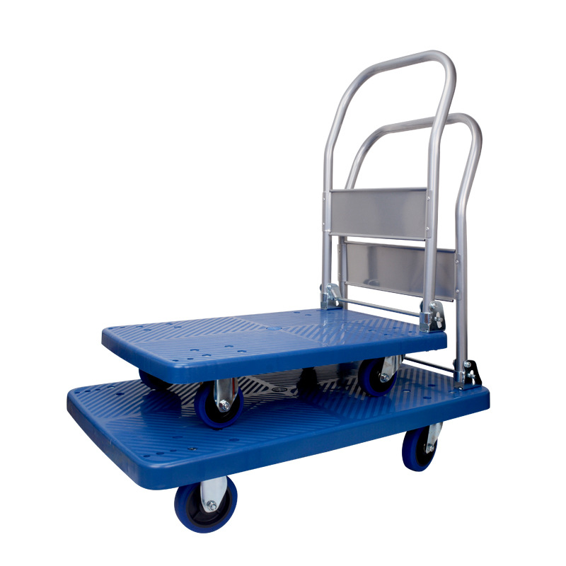 Folding flatbed cart, household small trolley, plastic small trailer, truck, handling cart, tool cart, silent handcart, flat Item Picture