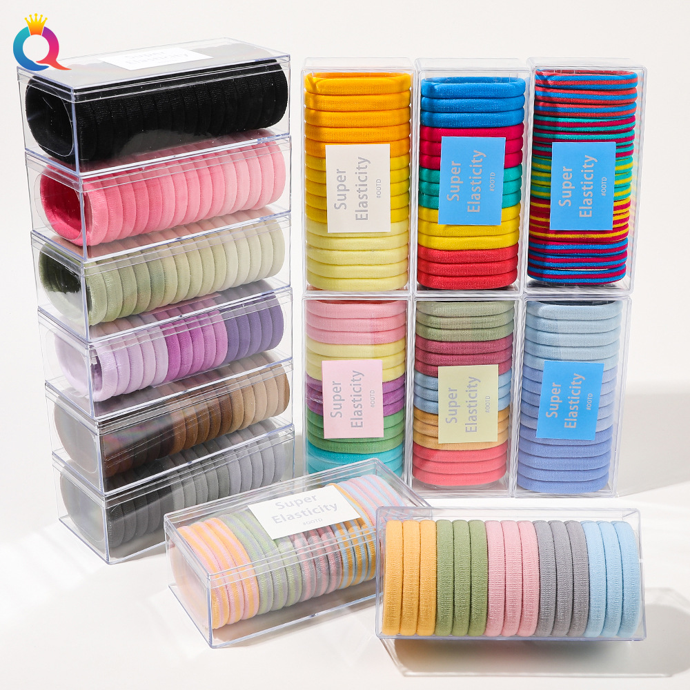 Qiyue Cross-border Box hair bands, high appearance level towel bands, high elasticity rubber bands, women's hair ties, hair accessories wholesale full figure