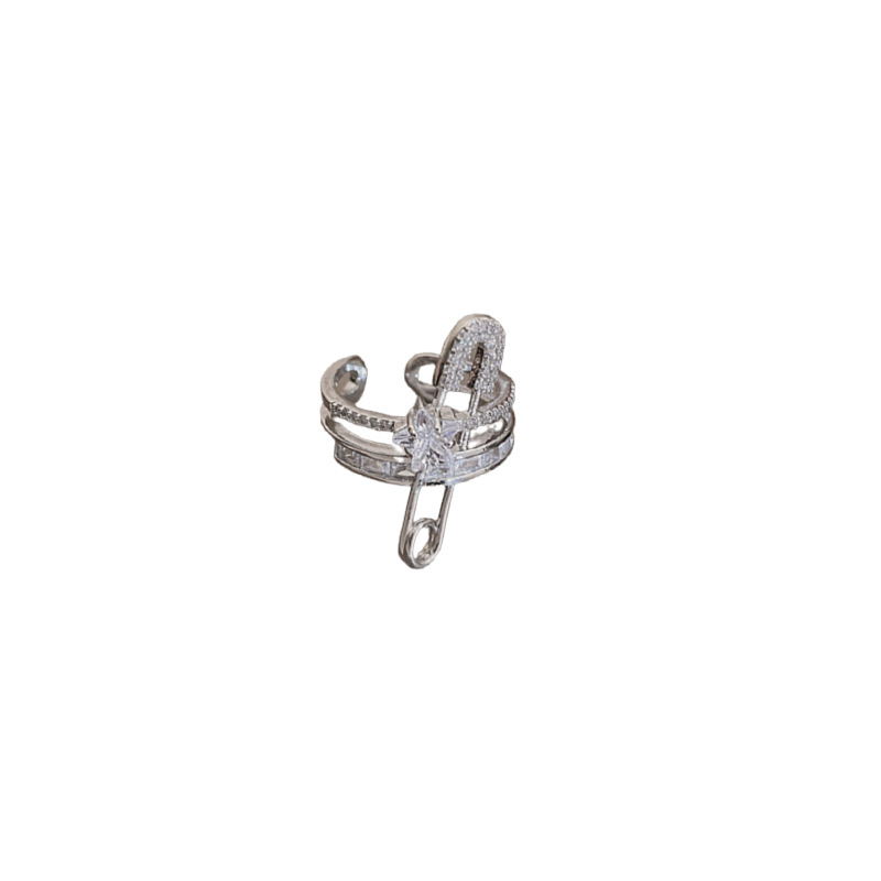 A high-end, light luxury paper clip double-layer opening ring for women on Instagram, with a cold and trendy style, fashionable and individual food ring Item Picture
