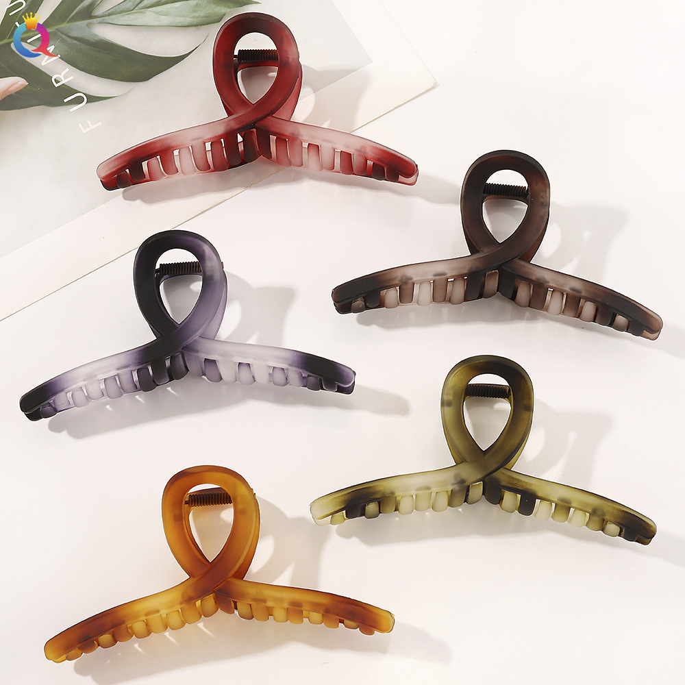 Qiyue Korean-style gradient color hair clips, feminine charm, retro style, back of the head, updo hair clips, shark clips headwear full figure