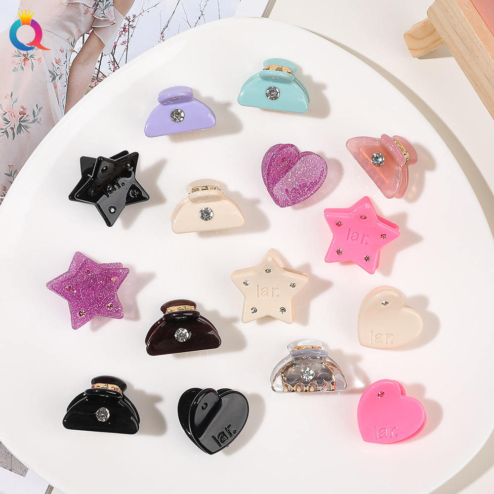 Qiyue Cross-border acrylic heart-shaped hair clip, medium-sized shark clip, side updo hair clamp, ponytail clip, tail number treatment Specification drawing