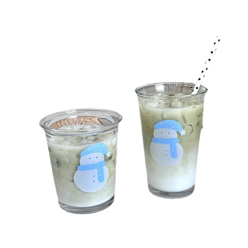 Homemade Christmas snowman glass cups, cold brew coffee cups, water cups, glass cups, milk cups, couple cups, breakfast cups Item Picture