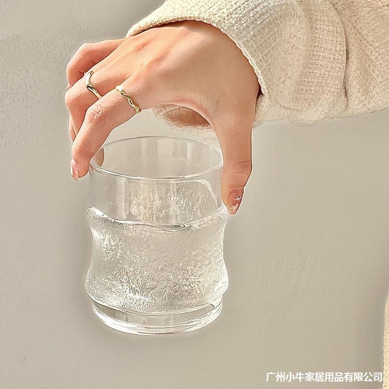 Household glacier hammer-patterned glass cups, ice-hanging cups, ice-sensing AmericAn-American coffee cups, milk glass cups, beer and whisky cups Specification drawing