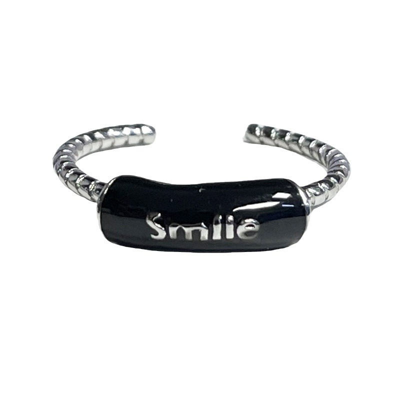 Sweet, cool, dark, fashionable, simple letter drip glaze open ring for women, thorny, unique and niche design, cold style ring Item Picture