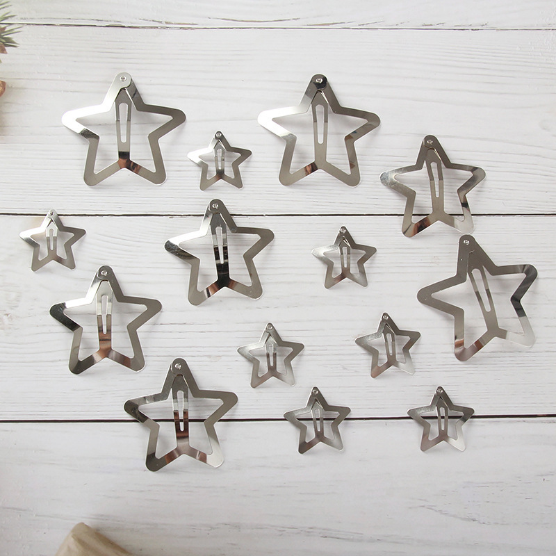 Cross-border star hair clips y2k Sweet and Cool Five-pointed Star bb clips Handmade hair clips diy base clips Hair accessories Wholesale hair accessory materials Specification drawing