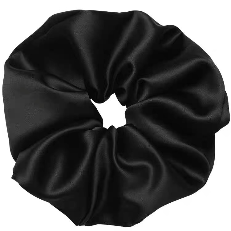 Korean-style satin high-end solid color large colon hair band, high-elasticity bun hair tie, seamless hair care headwear and hair accessory Item Picture