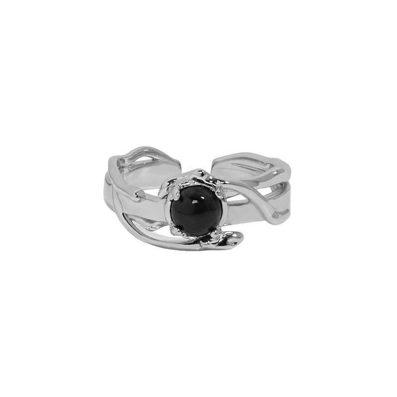 Simple and irregular dark moonstone cold style open ring for women's personality Instagram cold style food ring Item Picture
