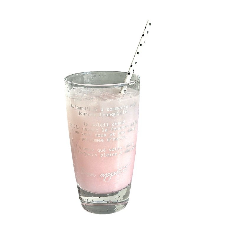 Ins-style large-capacity glass cups, simple letter juice cups, milk cups, coffee cups, breakfast cups Item Picture