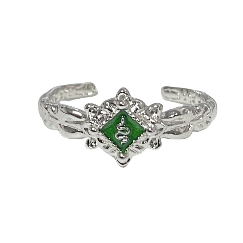 Korean-style butterfly-shaped gradient drip glaze fashionable open ring, a cold and unique female style, small square snake-shaped index finger ring Item Picture
