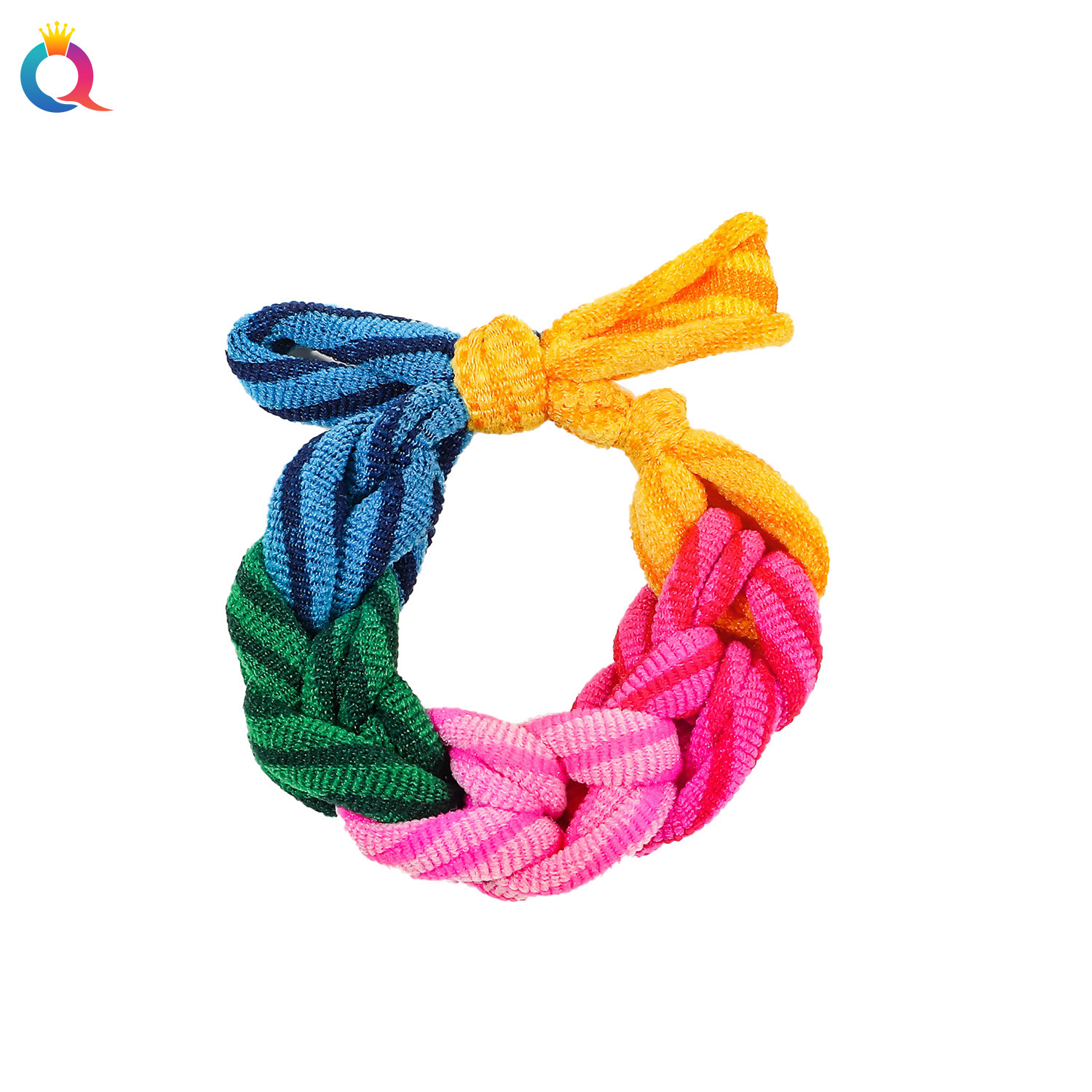 Wholesale of Qiyue Cross-border high-elasticity bow braided hair bands for women, high-end hair ties, leather bands, hair ties and hair accessories Item Picture