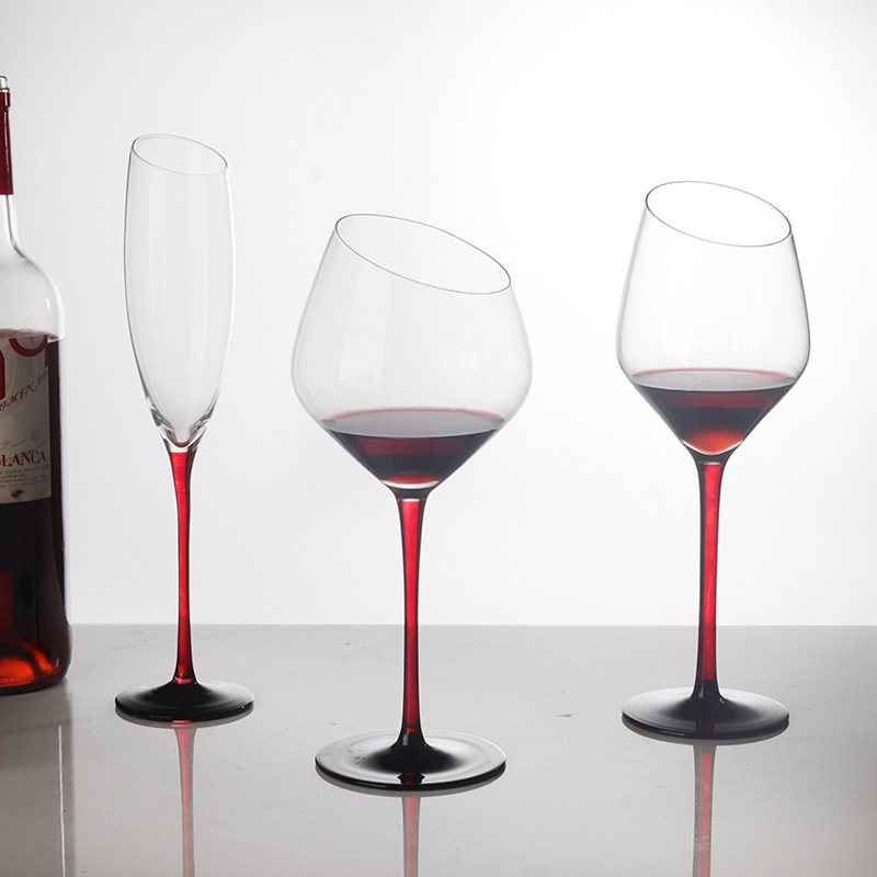 Household crystal glass Burgundy slanted red wine glass set, commercial light luxury champagne glass, high appearance level tall glass Specification drawing