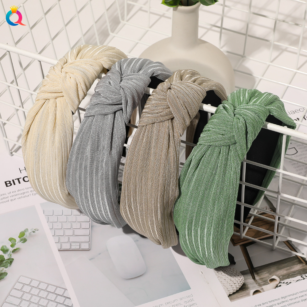Qiyue Korean version striped hair band, high-end and simple woven headband, face wash hair hole, women's knot hair accessory, headaccessory wholesale details Picture