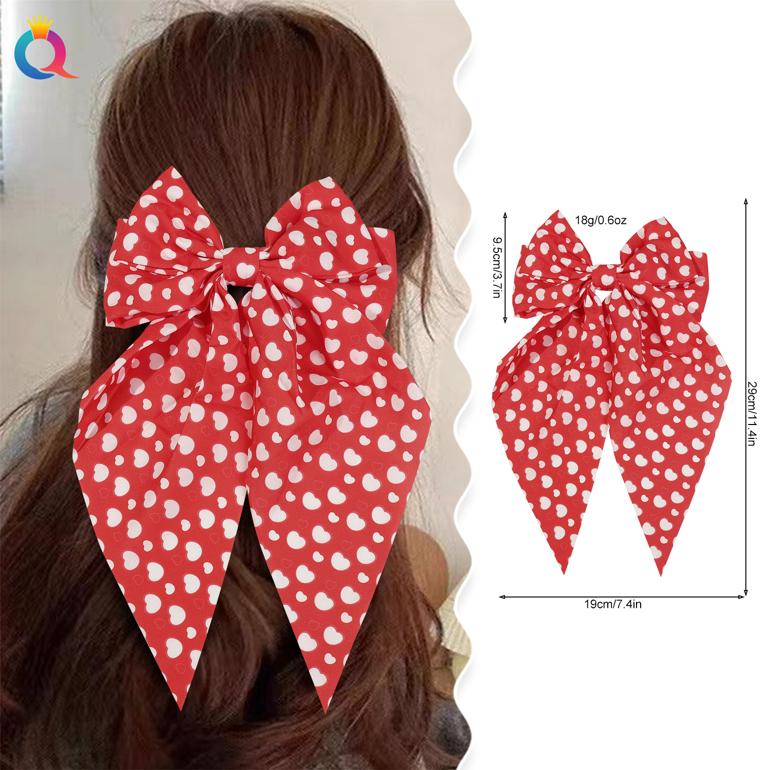Qiyue Cross-border Valentine's Day Love Bow Hair Clip, Women's coil Hair clip, back of the head spring clip, hair accessory wholesale details Picture
