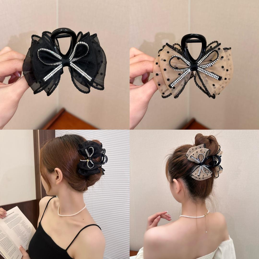 2025 New shiny bow polka dot mesh bubble gripper, high-end back gripper full figure