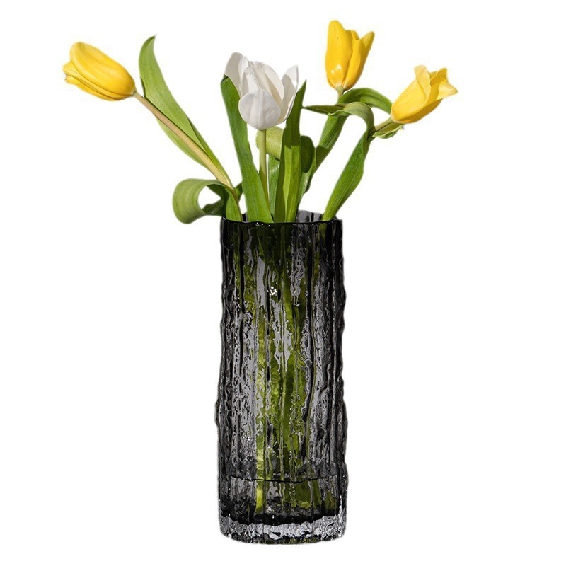 Ins-style high-end home light luxury hydroponic vase, glass transparent flower arrangement, rose fresh flower, living room dining table decoration Item Picture