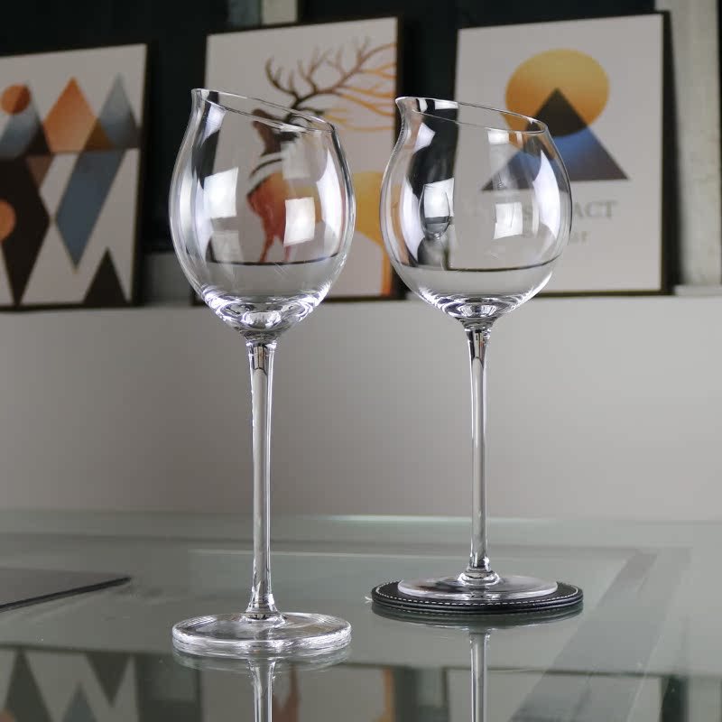 Household slanted tulip wine glasses, Burgundy wine glasses, crystal highball glasses, Nordic wine glasses, glass glasses Specification drawing