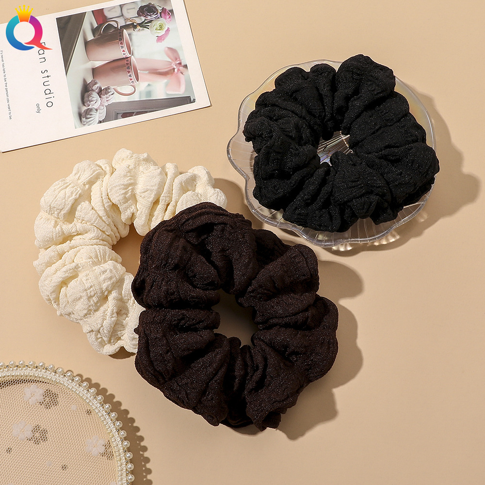 Qiyue simple fabric Large Intestine Hair Band solid color versatile large Intestine Band Fashionable women's ponytail bun hair tie wholesale full figure