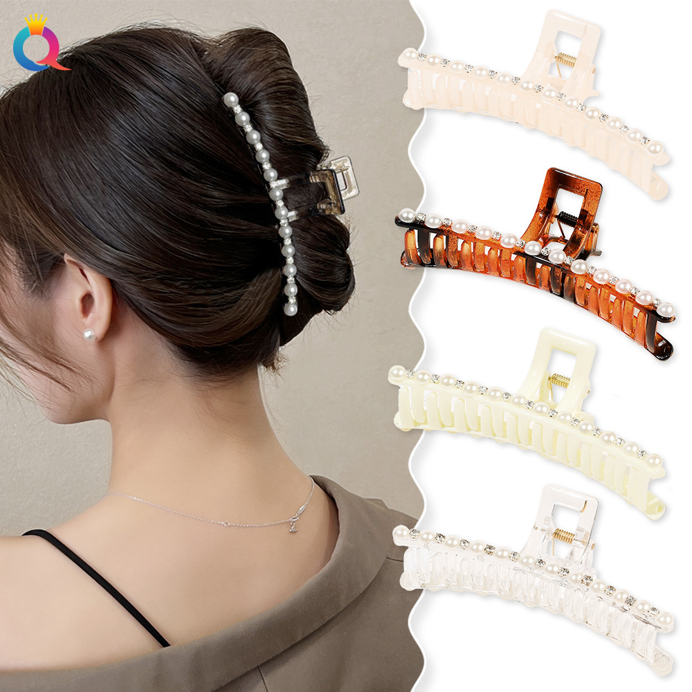 Qiyue large hair clips, pearl grabbers, high-end shark clips, women's back head curls, hair grabbers, hair accessories wholesale details Picture