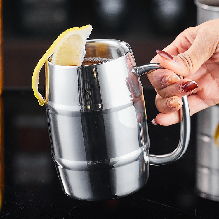 Double-layer stainless steel beer mugs, copper cups, cocktail metal glasses, mugs, bar cups, draft beer cups, commercial details Picture