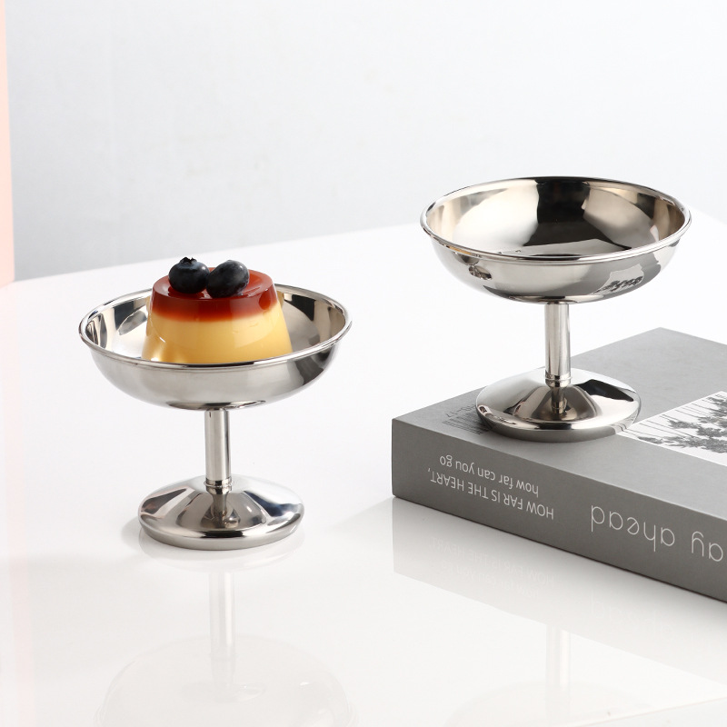 304 stainless steel tall ice cream cup, ins style stainless steel ice cream cup, dessert bowl, tall pudding cup with a ball details Picture