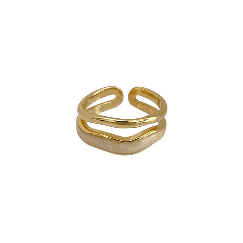Glazed double-layer ring in ins, a niche and high-end style index finger ring for women, a fashionable, light luxury, simple and individual ring with a cold style Item Picture