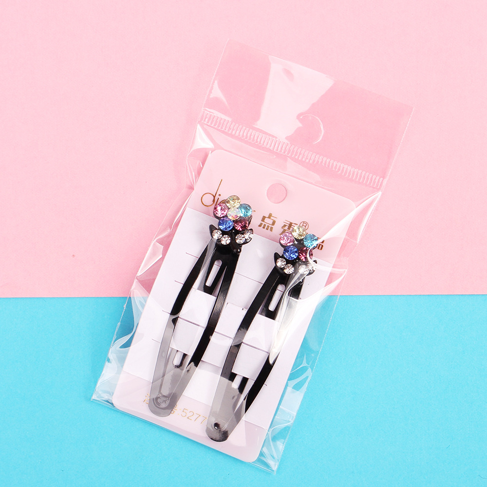 Qiyue Korean diamond-encrusted simple Adult Large water diamond hair clip Black lacquered matte BB hair clip accessory A16 Application Scenario