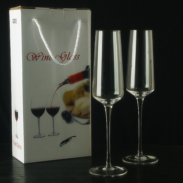 Handcrafted crystal champagne glasses, tall wine glasses, 2-piece gift box set, sparkling wine glass glasses full figure