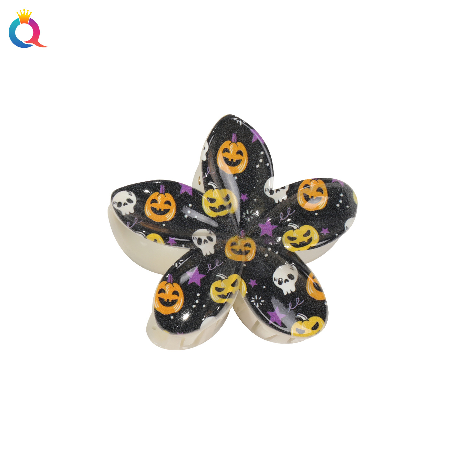 Qiyue Cross-border's best-selling Halloween pumpkin skull Witch UV printed egg flower grab Girls' headwear from Europe and America Item Picture