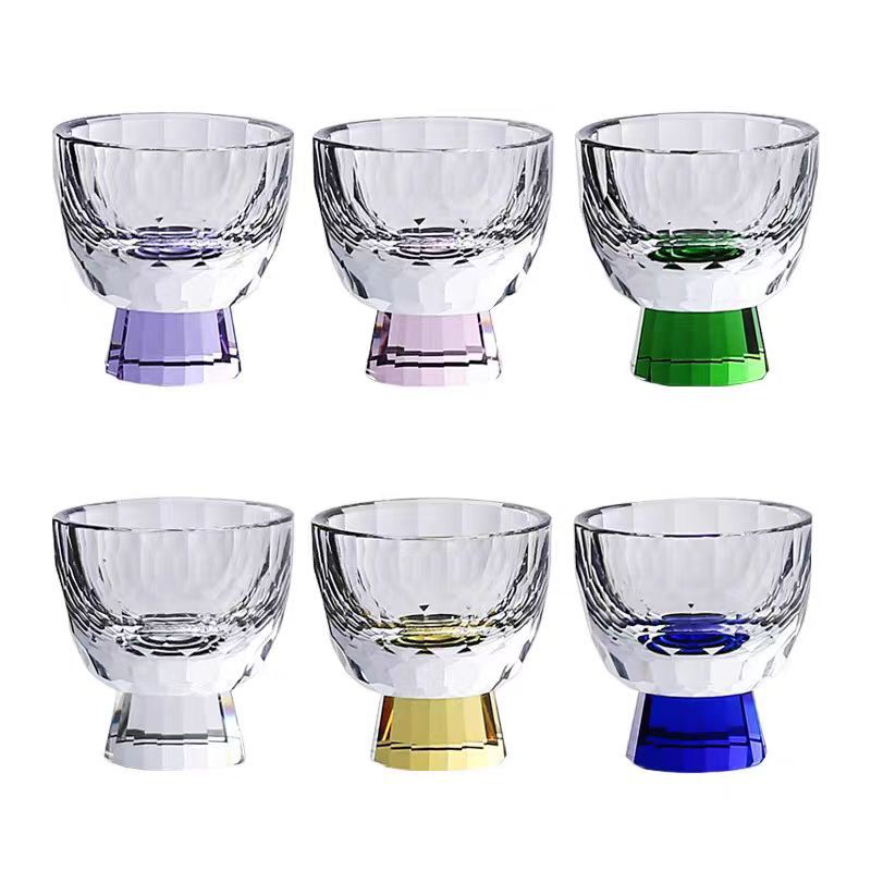 High-end crystal glass colored small tea cups, master cups, guest cups, Gongfu tea tasting cups, heat-resistant 50ML white spirit cups, simple and elegant Item Picture
