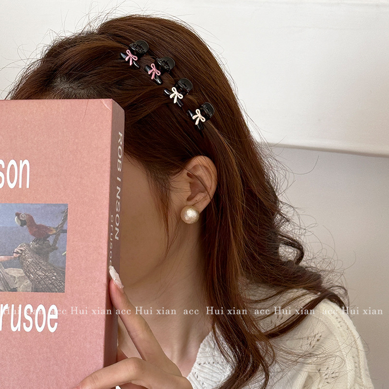 Spring colorful girl Dopamine Princess side small scratch-off clip, sweet and versatile bangs hair clip, half-tied hair shark clip details Picture