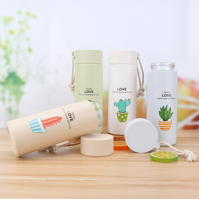 Succulent internet-famous business cup, double-layer plastic shell glass water cup, event promotion gift cup, advertising cup, printed logo full figure