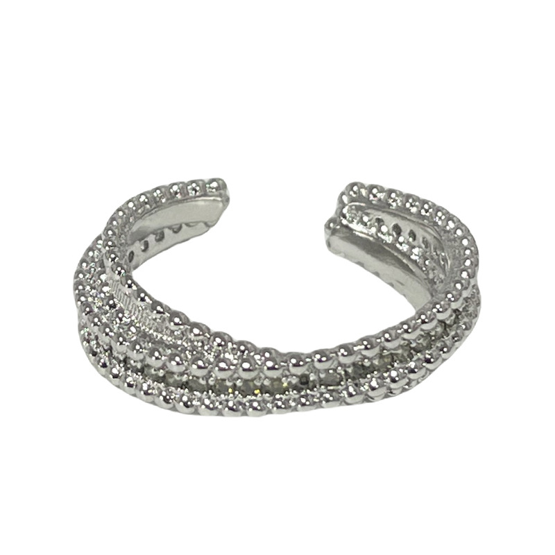 A fashionable and light luxury olive green zircon simple interlaced open ring for women's ins, with a cold style and a high-end feel Item Picture