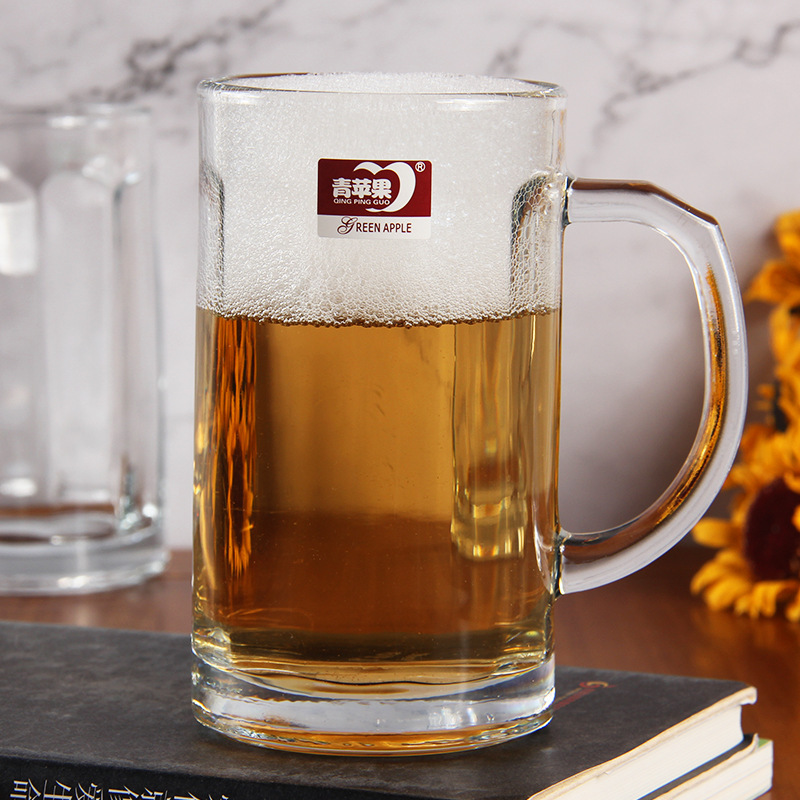 Green apple glass handle cups, beer mugs, draft beer cups, juice cups, beverage cups, water cups, glass cups wholesale with logo printing Application Scenario