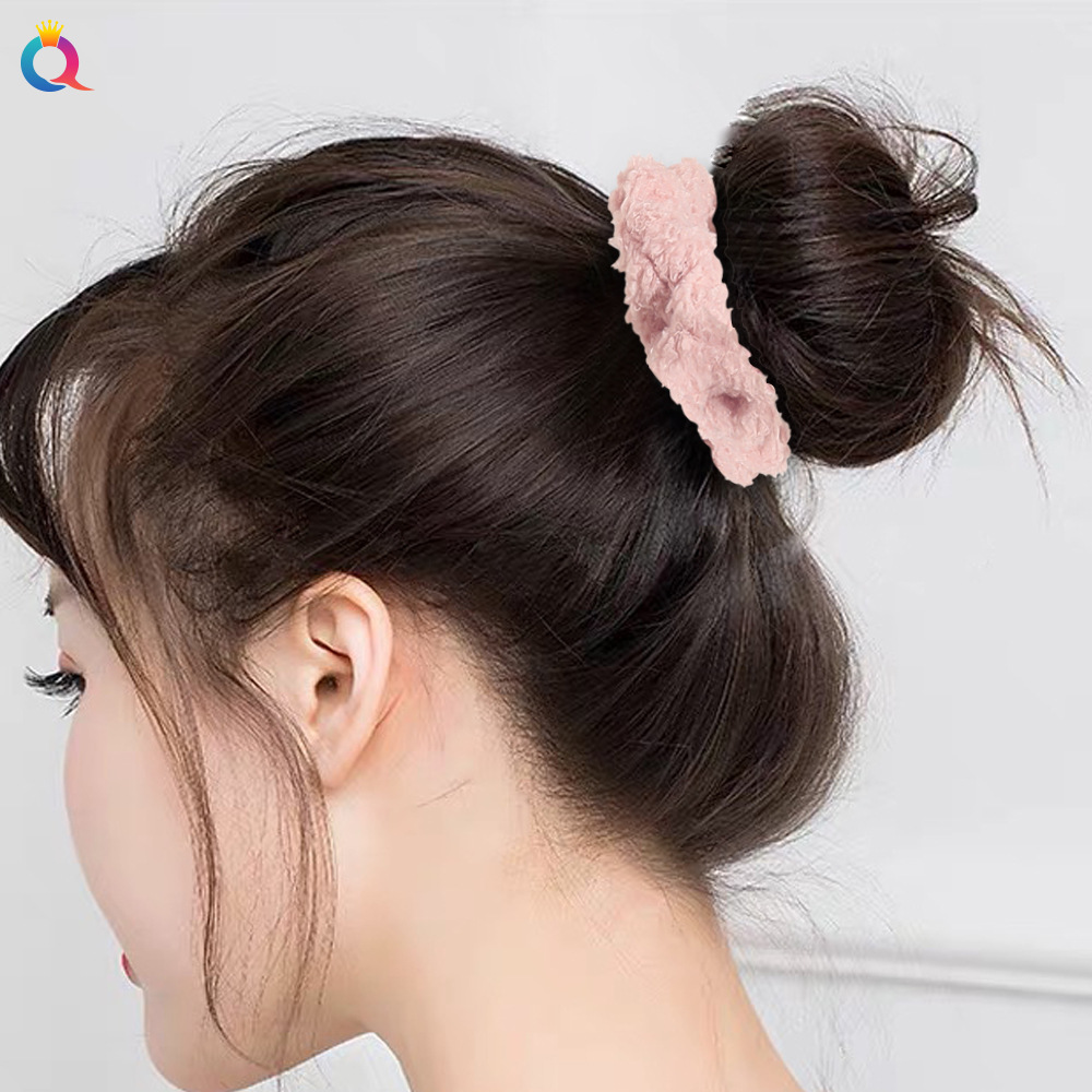 Qiyue Cross-border Autumn and Winter New sheepskin Large Intestine Ring, Teddy Fur Bun Head, Large Intestine hair ring, hair tie and hair accessory wholesale Specification drawing